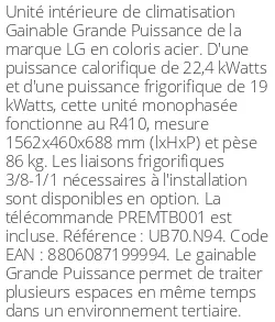 Gainable Grande Puissance - 22.4 kWatts R410 - LG - Réf : UB70.N94