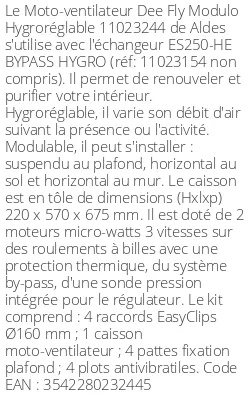 Moto-ventilateur Dee Fly Modulo Hygroréglable