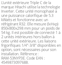Unité extérieure Triple C 5.3 kWatts R32