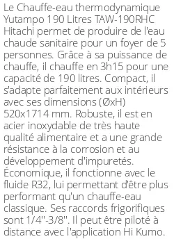 Chauffe-eau thermodynamique Yutampo 190 Litres
