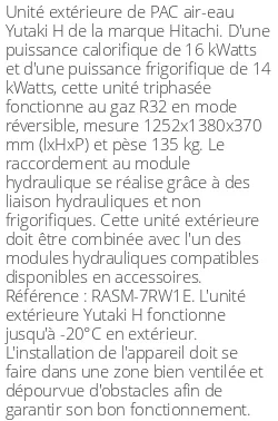 Unité extérieure Yutaki H 16 kWatts Triphasé R32