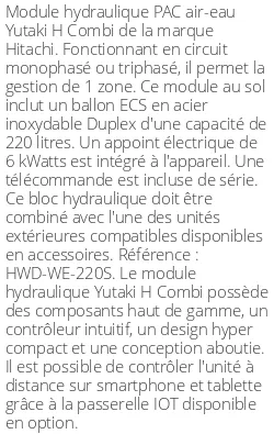 Module hydraulique Yutaki H Combi 220 Litres R32