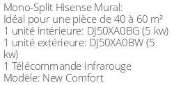 Climatiseur Mural New Comfort, 5 kWatts
