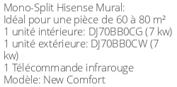 Climatiseur Mural New Comfort, 7 kWatts