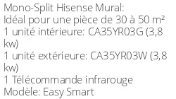 Climatiseur Mural Easy Smart, 3,8 kWatts