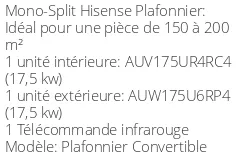 Climatiseur Plafonnier Convertible, 17 kWatts