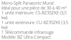 Climatiseur Mural BZ Ultra-Compact, 3,3 kWatts