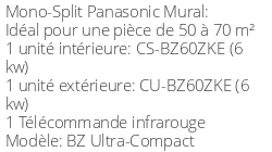 Climatiseur Mural BZ Ultra-Compact, 6 kWatts