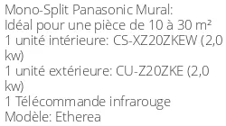 Climatiseur Mural Etherea, 2,05 kWatts Argent