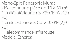 Climatiseur Mural Etherea, 2,05 kWatts Blanc Mat