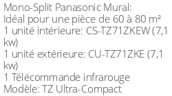 Climatiseur Mural TZ Ultra-Compact, 7,1 kWatts