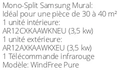 Climatiseur Mural WindFree Pure, 3,5 kWatts