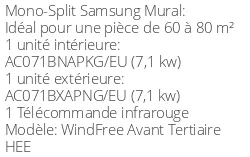 Climatiseur Mural WindFree Avant Tertiaire HEE, 7,1 kWatts Triphasé