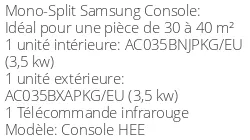 Climatiseur Console HEE, 3,5 kWatts