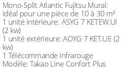 Climatiseur Mural Takao Line Confort Plus, 2 kWatts Graphic White