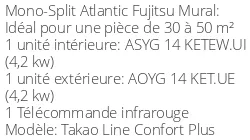 Climatiseur Mural Takao Line Confort Plus, 4,2 kWatts Graphic White