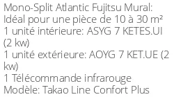 Climatiseur Mural Takao Line Confort Plus, 2 kWatts Graphic Silver