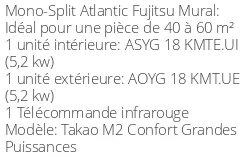 Climatiseur Mural Takao M2 Confort, 5,2 kWatts