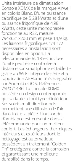 Console XDMX - 5.28 kWatts - R32 - Airwell - Réf : 7SP071436