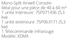 Climatiseur Console XDMX, 4,98 kWatts