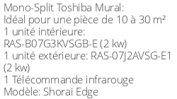 Climatiseur Mural Shorai Edge, 2 kWatts Noir