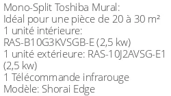 Climatiseur Mural Shorai Edge, 2,5 kWatts Noir