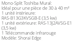 Climatiseur Mural Shorai Edge, 3,5 kWatts Noir