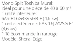 Climatiseur Mural Shorai Edge, 4,6 kWatts Noir