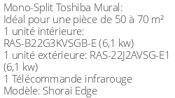 Climatiseur Mural Shorai Edge, 6,1 kWatts Noir