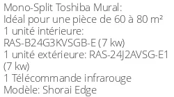 Climatiseur Mural Shorai Edge, 7 kWatts Noir