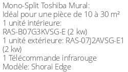 Climatiseur Mural Shorai Edge, 2 kWatts Blanc Mat