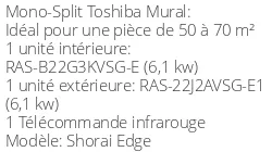 Climatiseur Mural Shorai Edge, 6,1 kWatts Blanc Mat