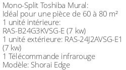 Climatiseur Mural Shorai Edge, 7 kWatts Blanc Mat