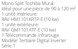 Climatiseur Mural Tertiaire Digital Inverter Série 1, 9,5 kWatts Monophasé