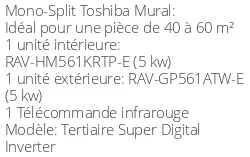 Climatiseur Mural Tertiaire Super Digital Inverter, 5 kWatts Monophasé