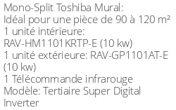 Climatiseur Mural Tertiaire Super Digital Inverter, 10 kWatts Monophasé