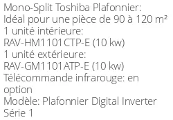 Climatiseur Plafonnier Digital Inverter Série 1, 9,5 kWatts Monophasé