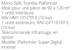 Climatiseur Plafonnier Super Digital Inverter, 10 kWatts Monophasé