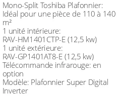 Climatiseur Plafonnier Super Digital Inverter, 12,5 kWatts Triphasé