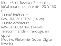 Climatiseur Plafonnier Super Digital Inverter, 14 kWatts Triphasé