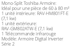 Climatiseur Armoire Digital Inverter Série 2, 6,7 kWatts Monophasé