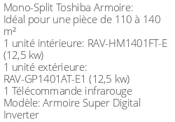 Climatiseur Armoire Super Digital Inverter, 12,3 kWatts Monophasé