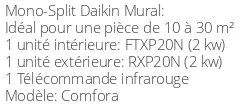 Climatiseur Mural Comfora, 2 kWatts
