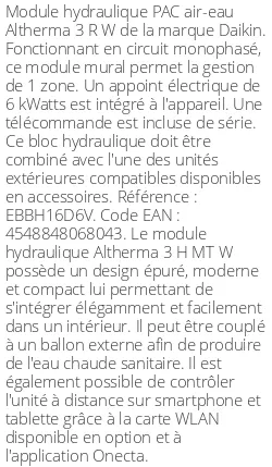 Module hydraulique Altherma 3 R W Taille 16 Monophasé R32