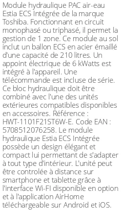 Module hydraulique Estia ECS Intégrée 8 kWatts 1 zone R32
