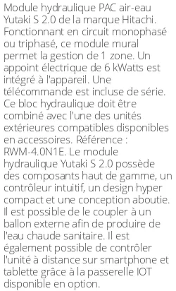 Module hydraulique Yutaki S 2.0 11 kWatts R410