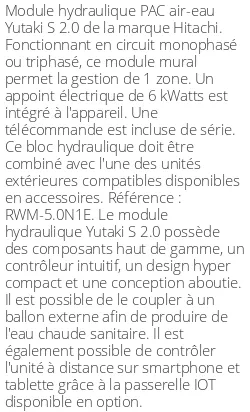 Module hydraulique Yutaki S 2.0 14 kWatts R410