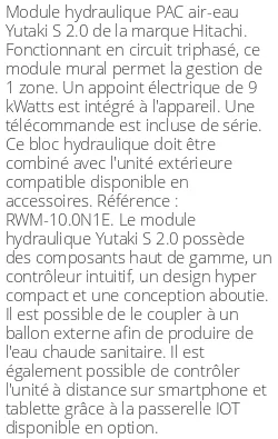 Module hydraulique Yutaki S 2.0 24 kWatts R410