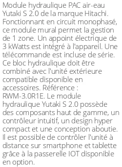 Module hydraulique Yutaki S 2.0 8 kWatts R32