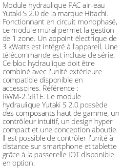 Module hydraulique Yutaki S 2.0 6 kWatts R32